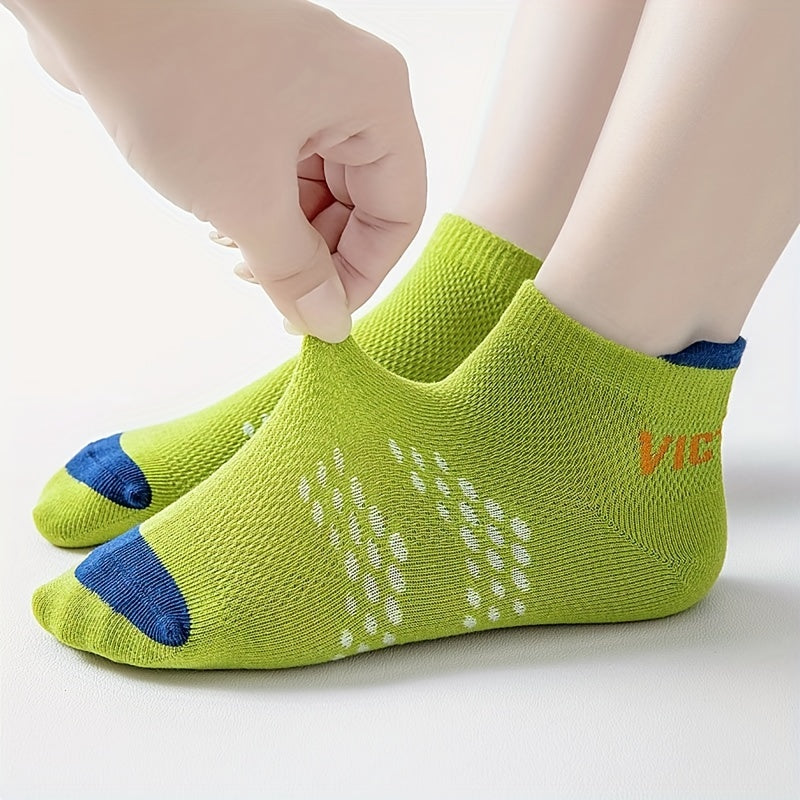 5 Pairs Kids Summer Breathable Mesh Sports Cotton Socks