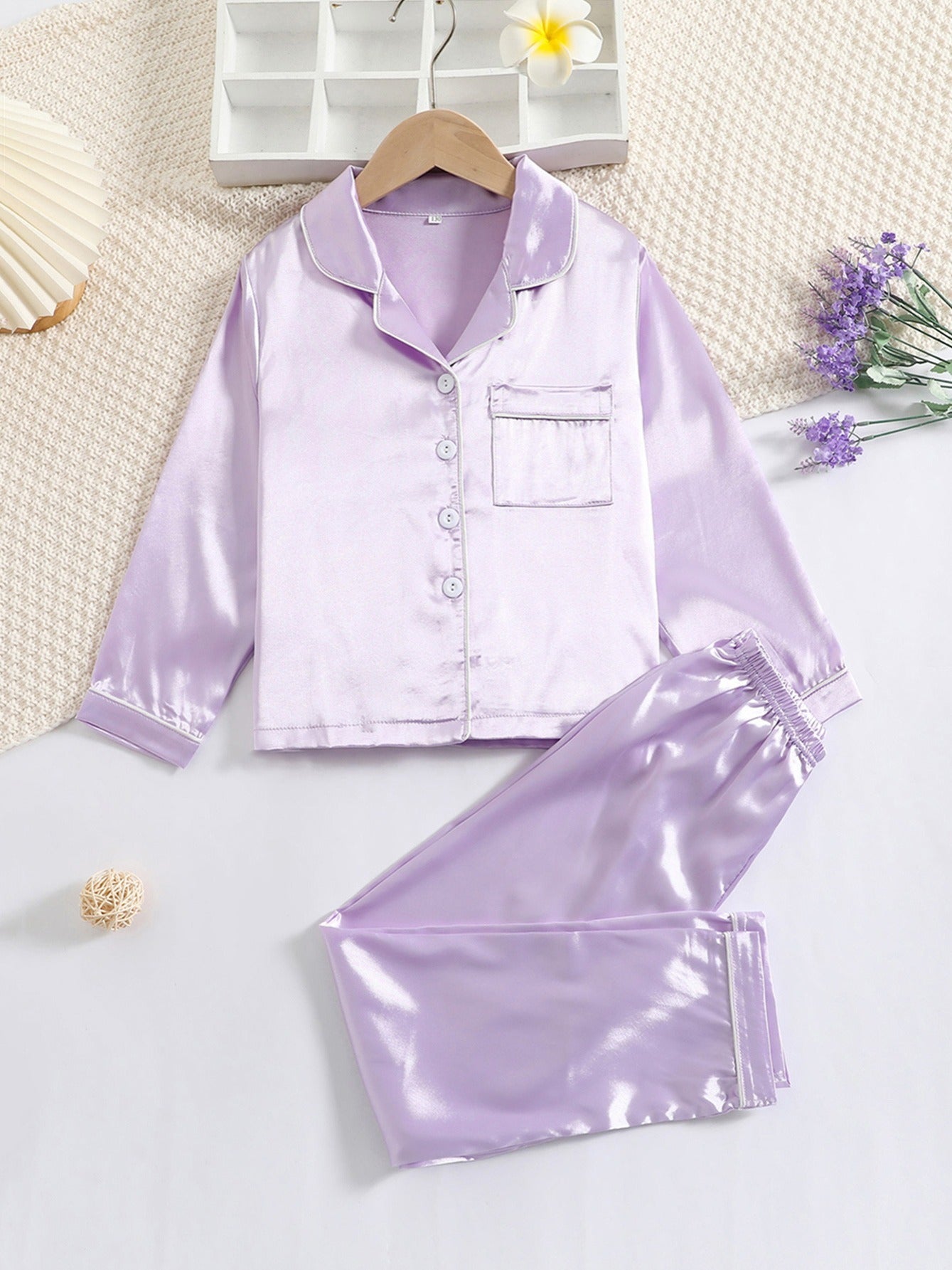 2pcs Girls Long sleeved Trousers Loungewear Set