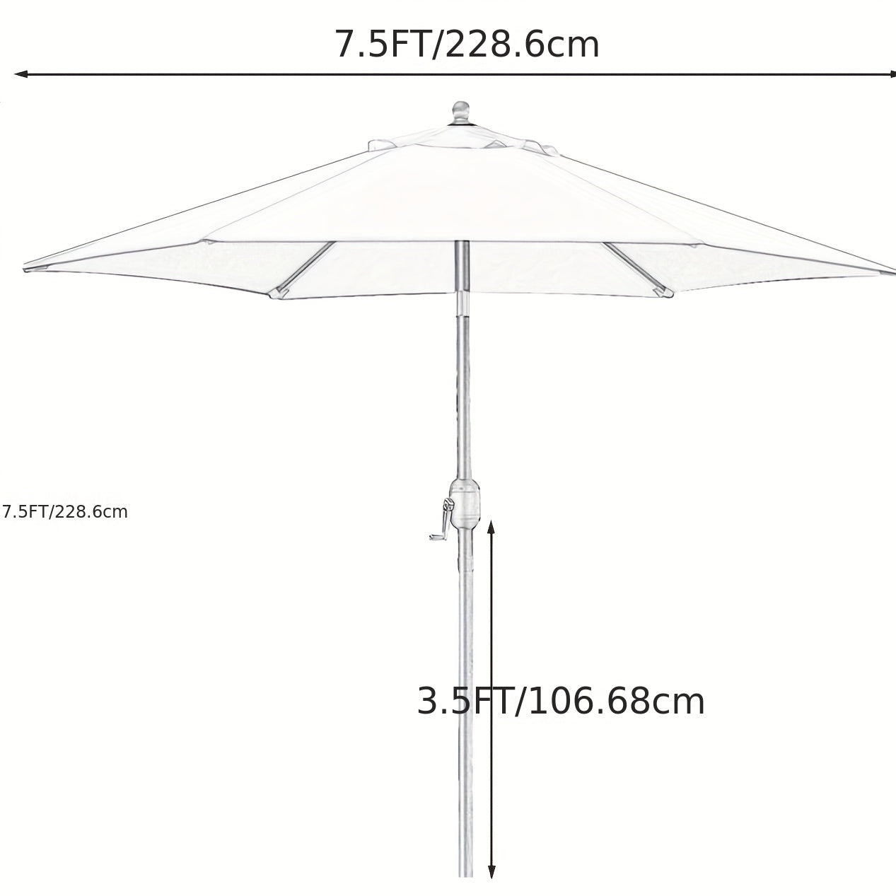 7.5ft Patio Umbrella Outdoor Table Market Umbrella Tan