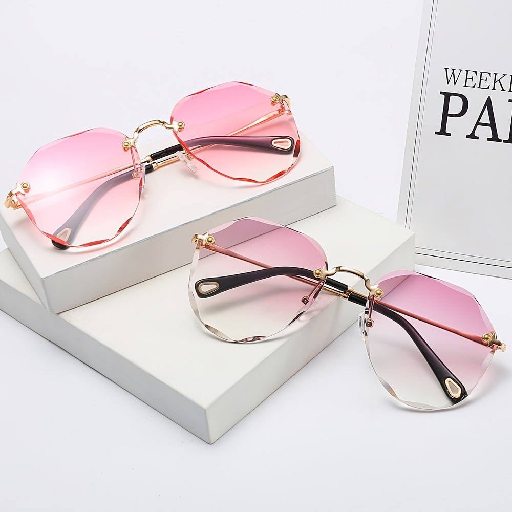 Multicolor Frameless Metal Gradient Sunglasses With Case