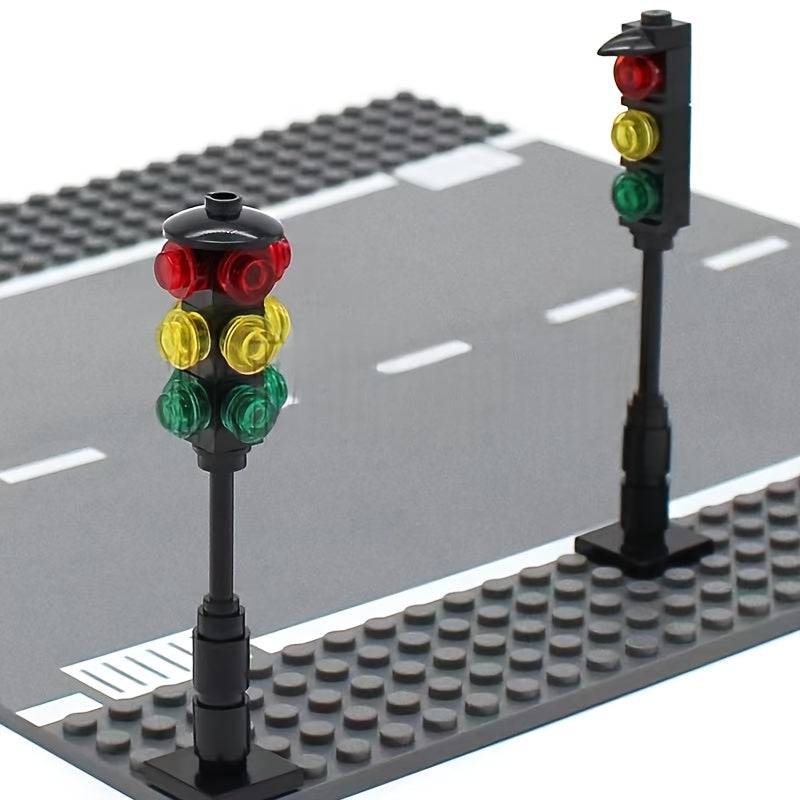 2pcs Traffic Light and Railway Scene Building Blocks Gift
