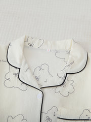 Bear Print Pajama Set Long Sleeve Top & Pants