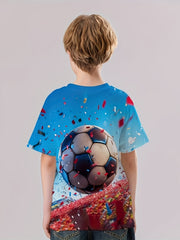 Football & Colored Ribbon 3D Print Boys T Shirt