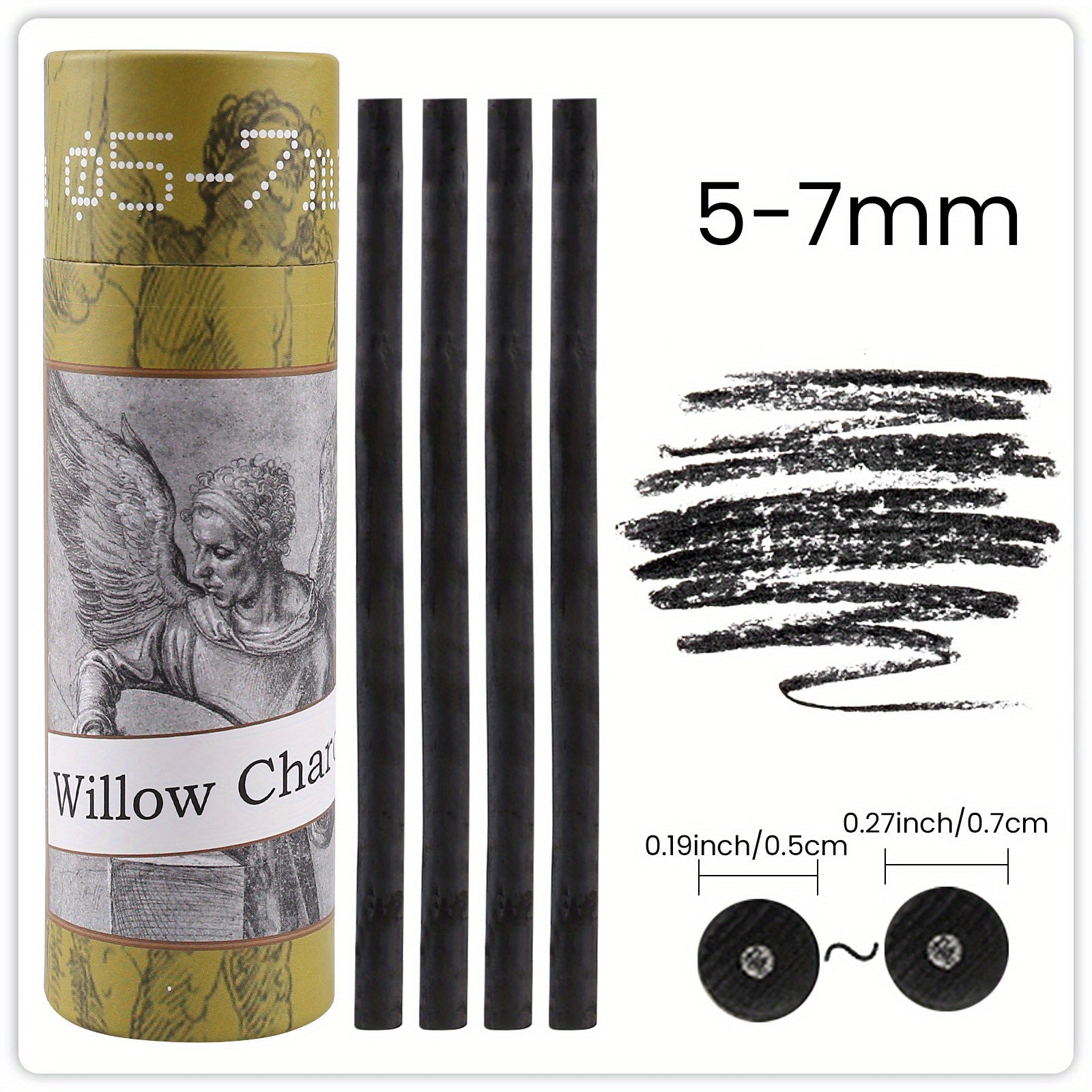 25 Willow Charcoal Sticks for Artists Sketching