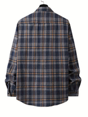 Men's Plaid Long Sleeve Shirt for Spring Autumn