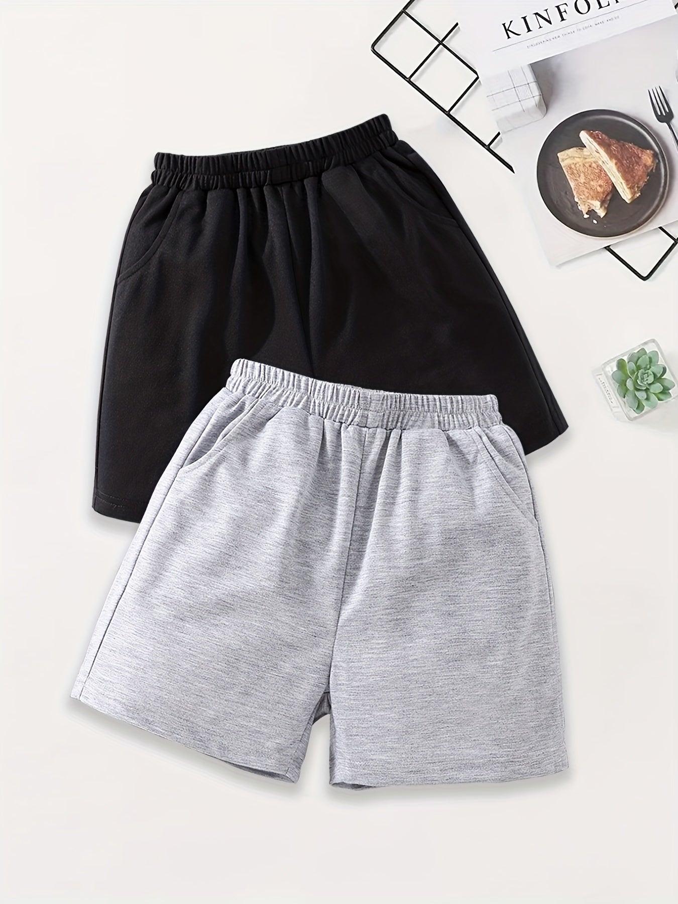 Kid's Basic Sweatshorts with Pockets Sports Casual Summer Shorts