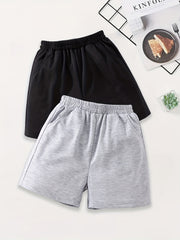 Kid's Basic Sweatshorts with Pockets Sports Casual Summer Shorts