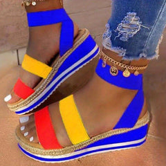 Women's Espadrille Wedge Sandals Open Toe Ankle Strap Slip On Casual Sandals