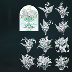 10Sheet Laser Silver Flower Stickers Sleeping Flowers Collection