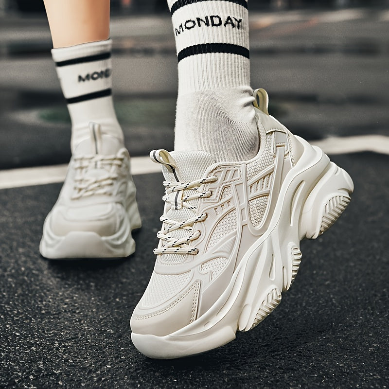 Women's Heightened Running Shoes Mesh Lightweight Lace Up Chunky Sneakers