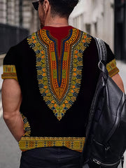 Ethnic Style Pattern Print Men's Short Sleeve Tee