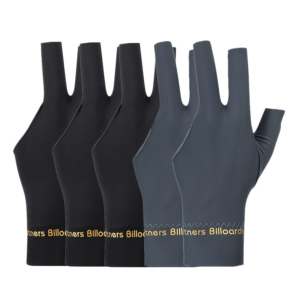 3-Finger Billiard Glove for Left Hand, Elastic Breathable Fabric, Anti-Slip Pad