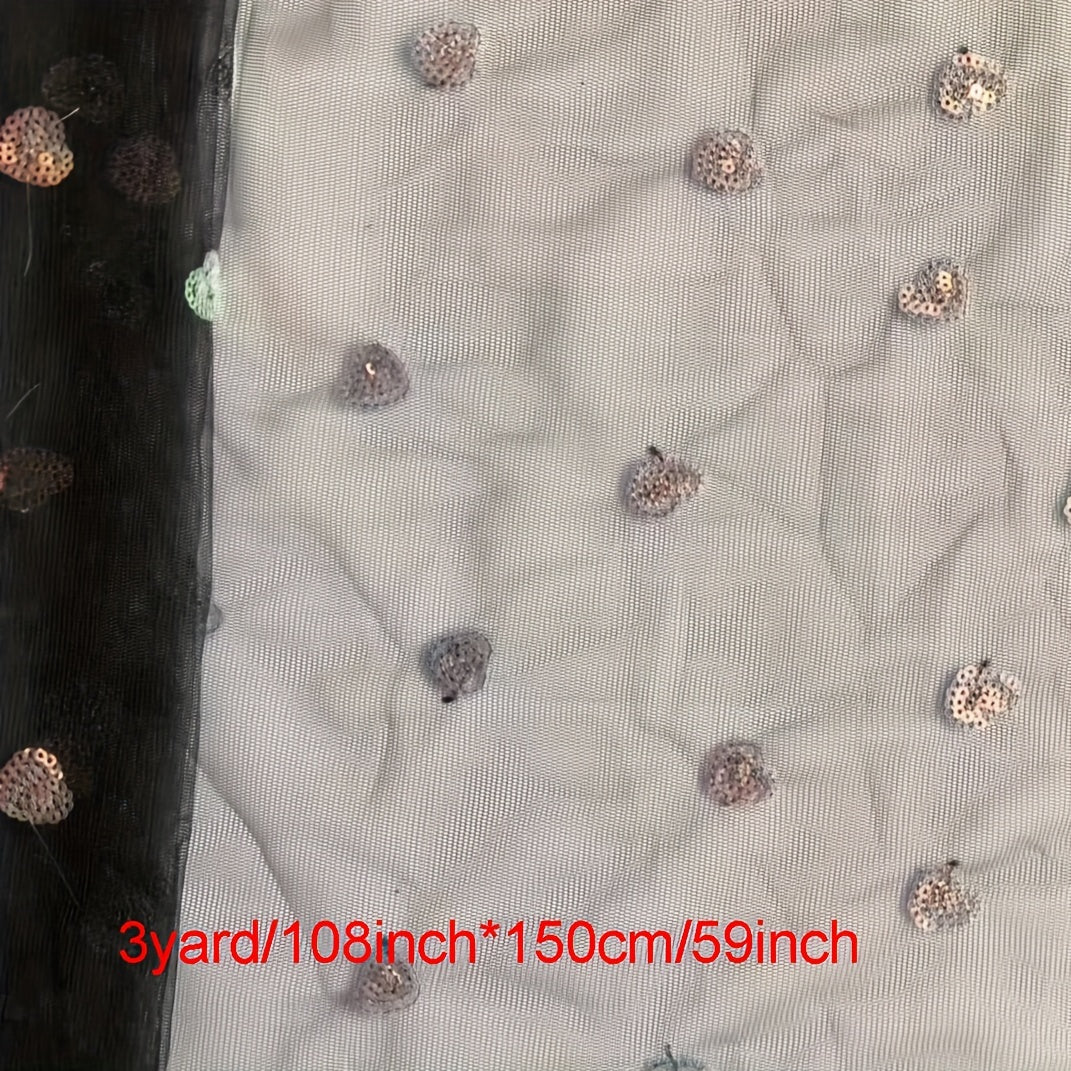 Colorful Heart Mesh Sequin Fabric 0.91m 2.74m 4.57m