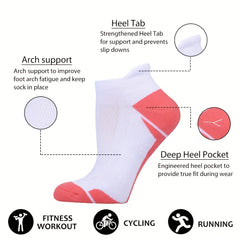 AceFine 6 Pairs Colorblock Ankle Socks Athletic Fitness Women's Stockings