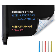 Removable Chalk Board Wall Sticker with 5 Coloured Chalks