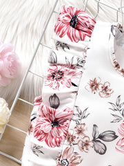Girl's Floral Print Tank Top & Belted Skirt Set