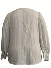 Casual Blouse Long Sleeve Button Decor Irregular Neck Top