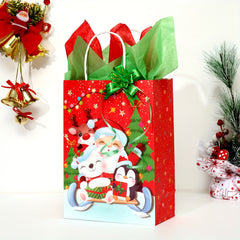 4pcs Christmas Merry Theme Gift Bag Set Small Size with 8 Large Paper Wrappers