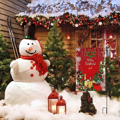 Christmas Garden Flag Wreath Snowflake Christmas Tree Pattern Flag