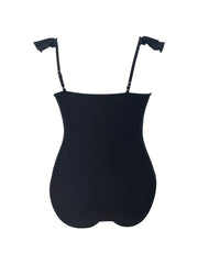 Swimsuit Women's Ruffle Trim Square Neck One Piece Swimsuit