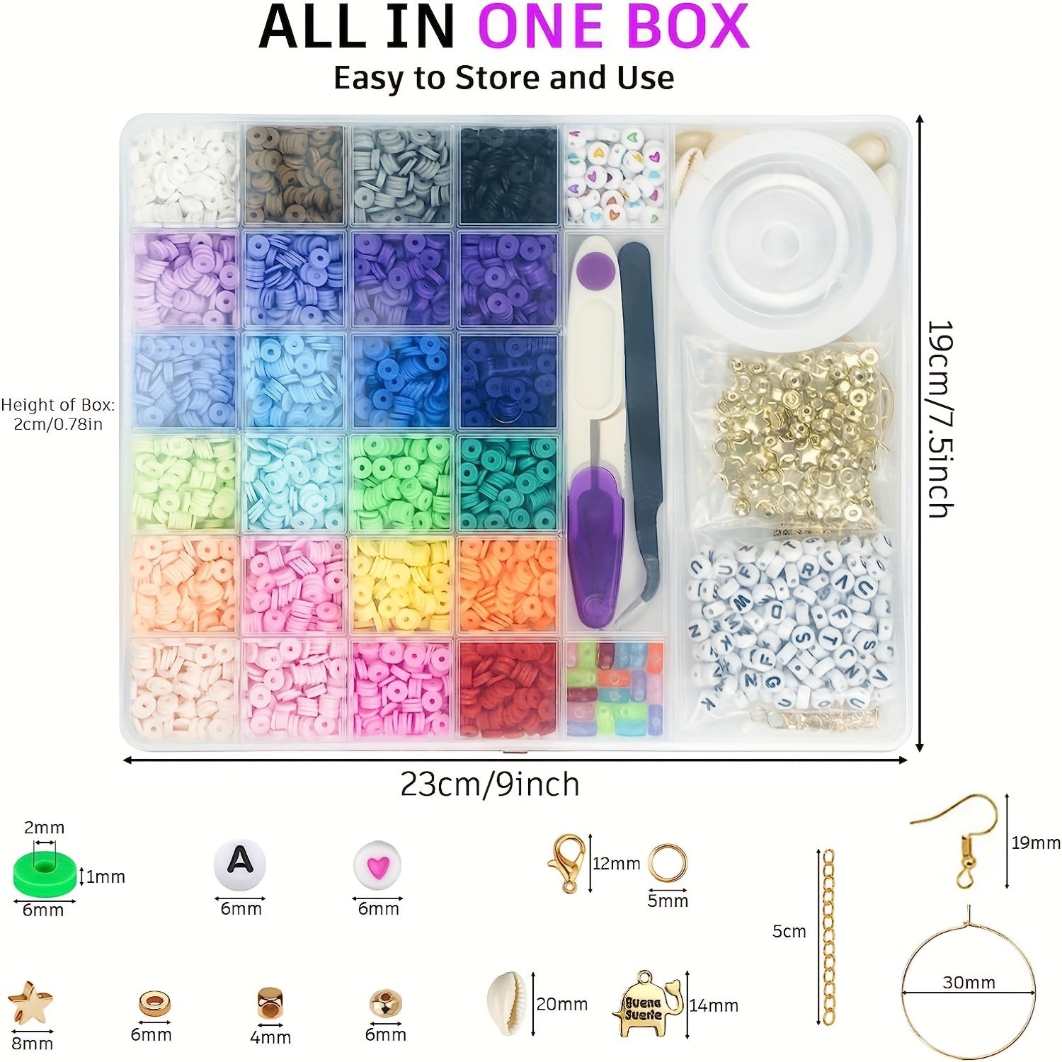 6000pcs Clay Beads Set 24 Colors Polymer Beads