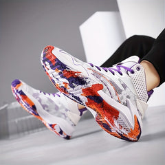 Men's Purple High Top Basketball Shoes Breathable Non-slip