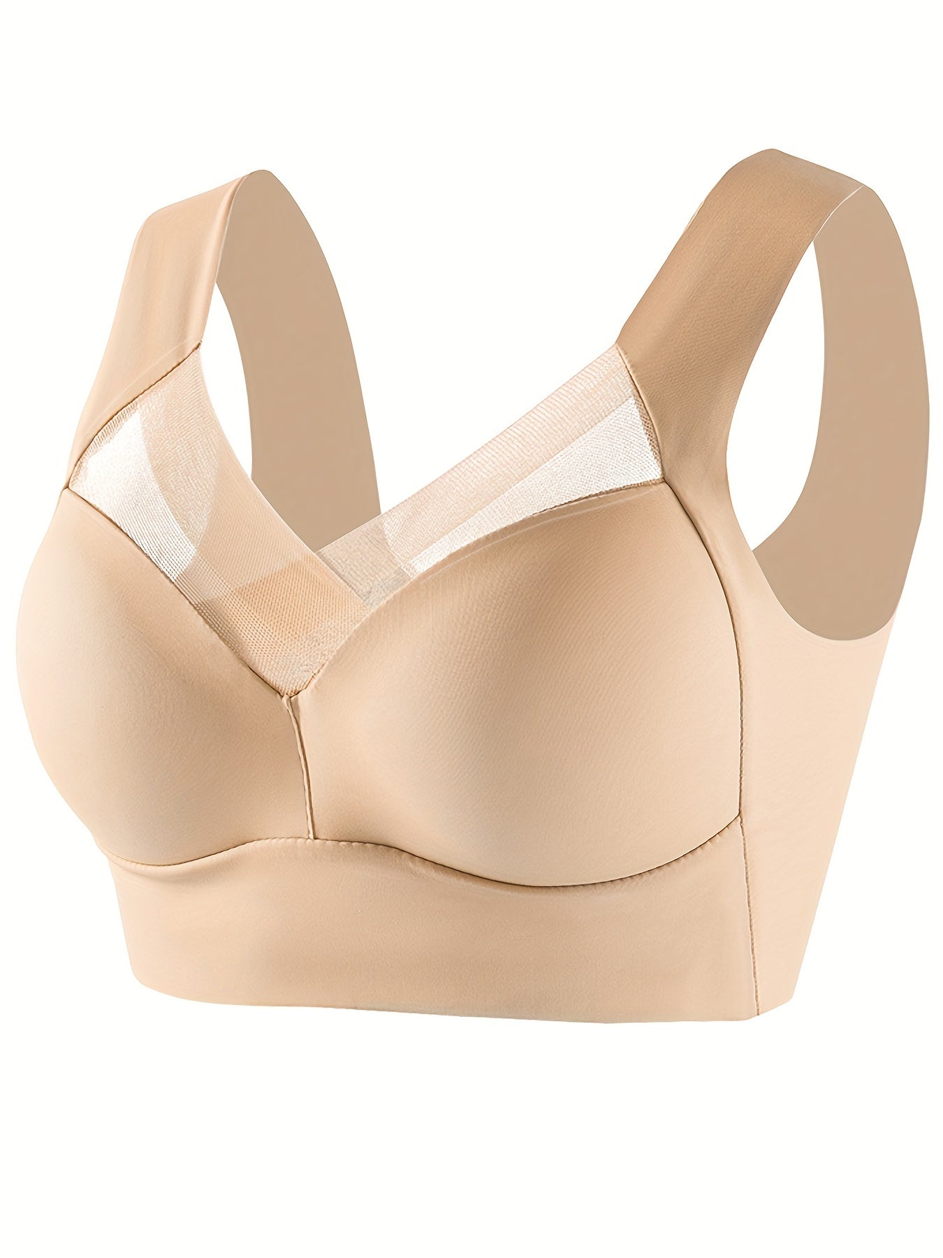 Contrast Mesh Wireless Push Up Bra