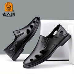 Men's Leather Hiking Sandals Non Slip Beach Water Shoes
