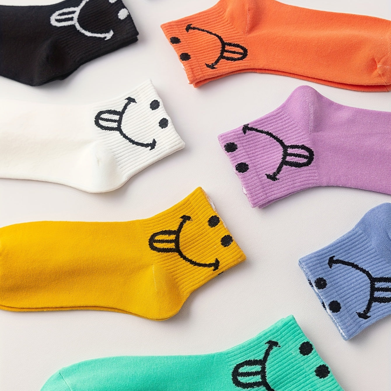 8 Pairs Expressive Print & Funny Mid Tube Socks Women's Stockings