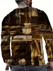 Vintage Print Men's Long Sleeve Tee For Autumn