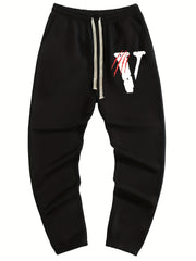 Men's Letter & Scratches Graphic Joggers Pants with Pockets