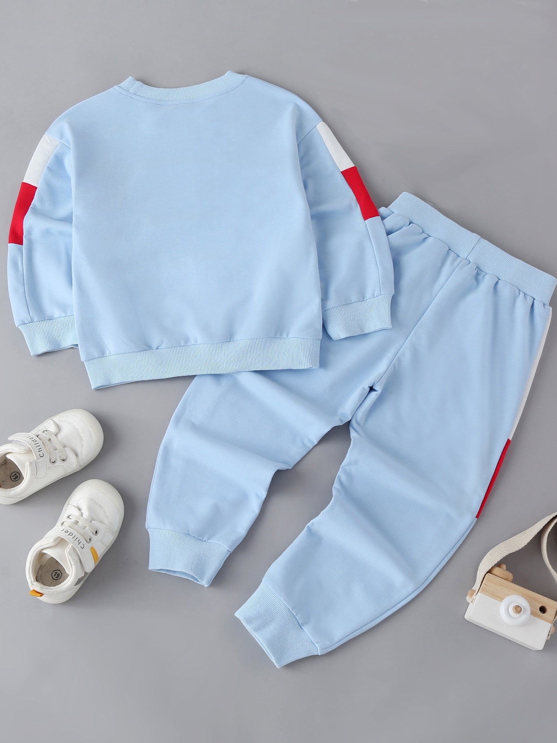 Kids Splicing Pullover Sweatshirt & Pants Set