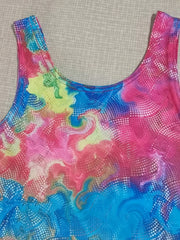 2pcs Toddler Girls Tie Dye Sleeveless Swimsuit & Cap Set Beach Bathing Suits