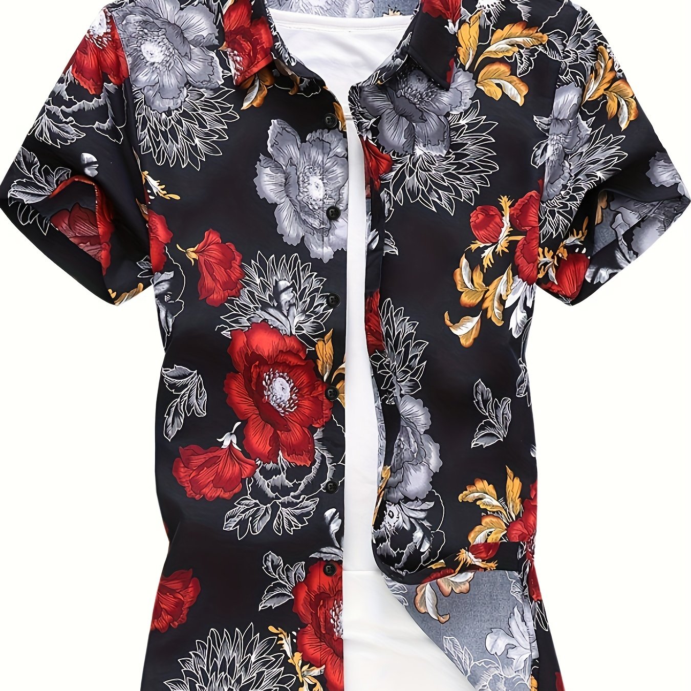 Men's Flower Print Short Sleeve Hawaii Shirt