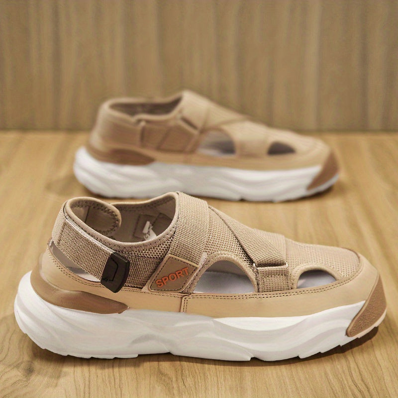 Men's Letter Print Chunky Shoes Hook Loop Platform Sandals