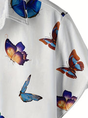 Butterfly Pattern Hawaiian Shirt Men's Casual Allover Print Short Sleeve Shirt