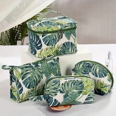 Leaf Print Makeup Bag Portable Cosmetic Organizer