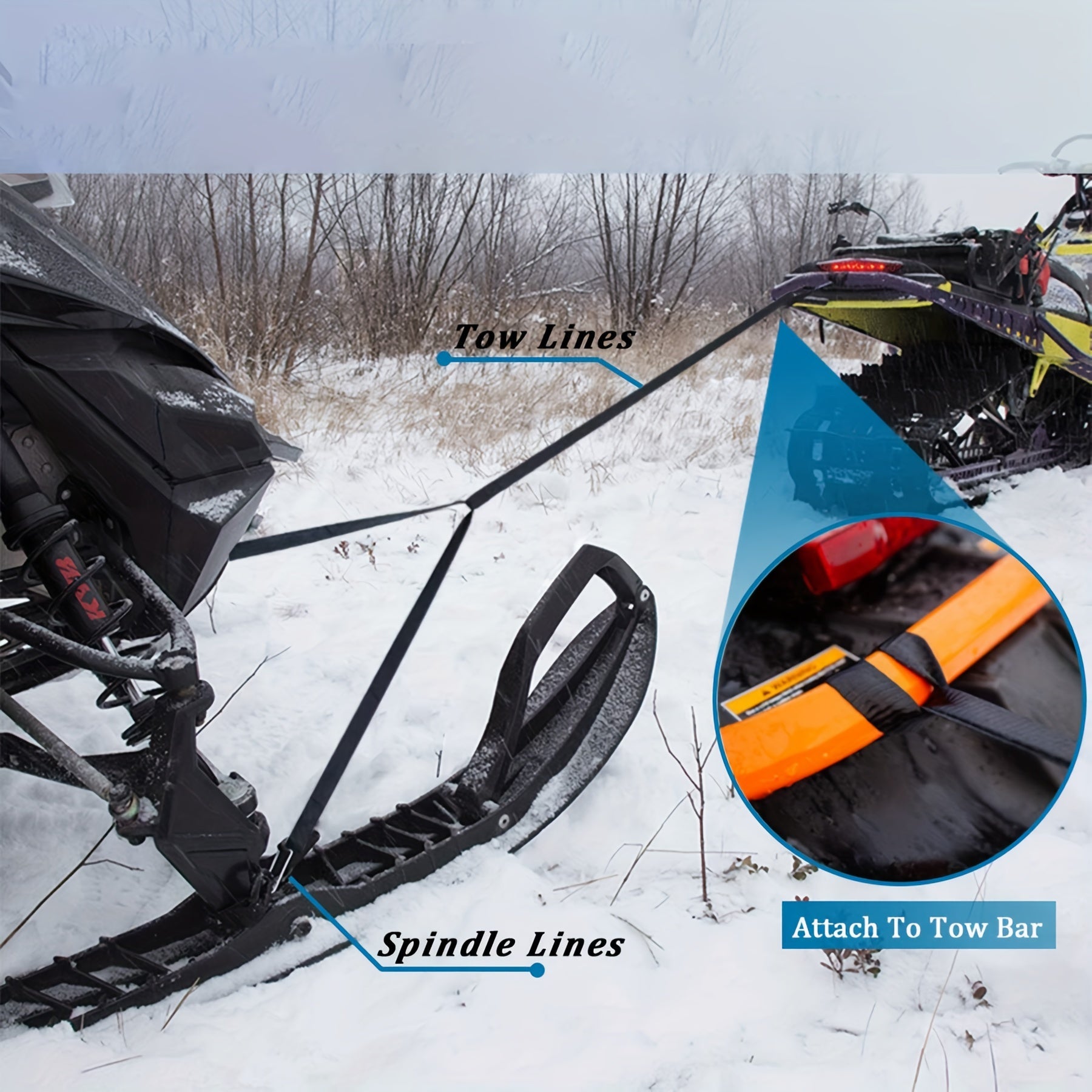 Snowmobile Towing Strap Heavy Duty Rope for Sleds
