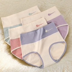 Floral Pattern Colorblock Briefs 4pcs
