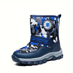 Boy's Snow Boots Warm Fleece Cozy Non slip High Top Boots Plush Comfy Outdoor