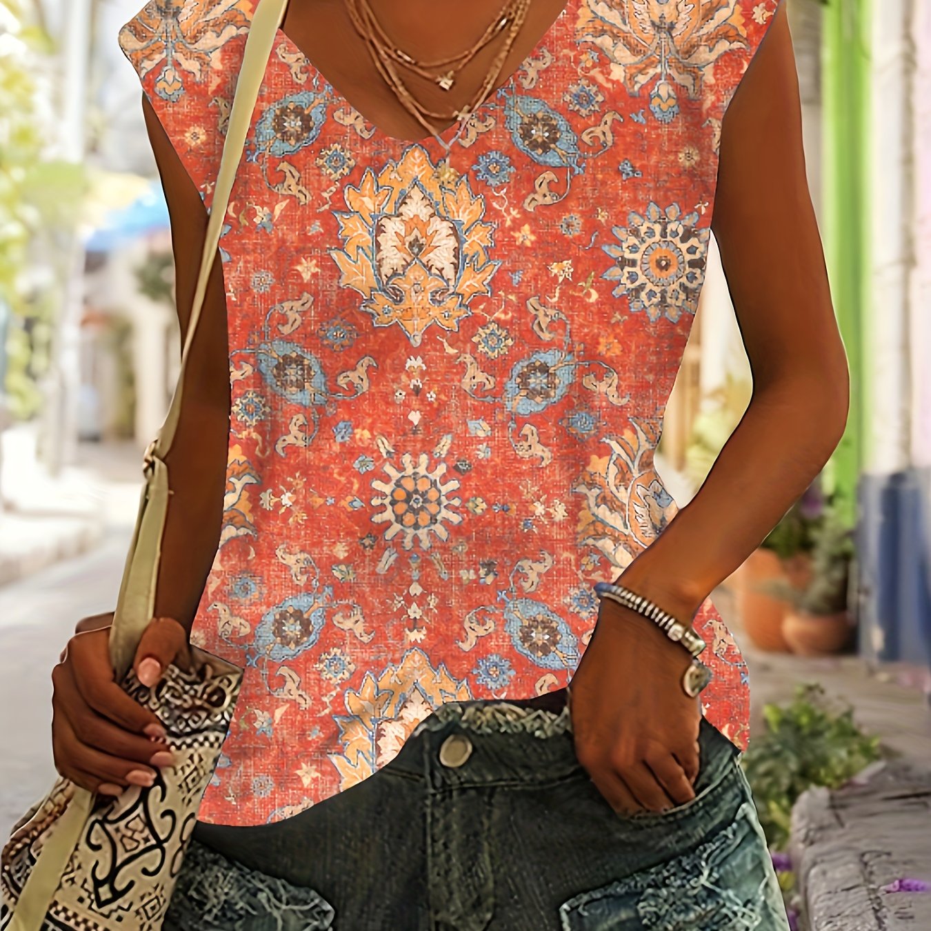 Floral Print Tank Top Summer Sleeveless Casual Top