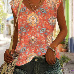 Floral Print Tank Top Summer Sleeveless Casual Top