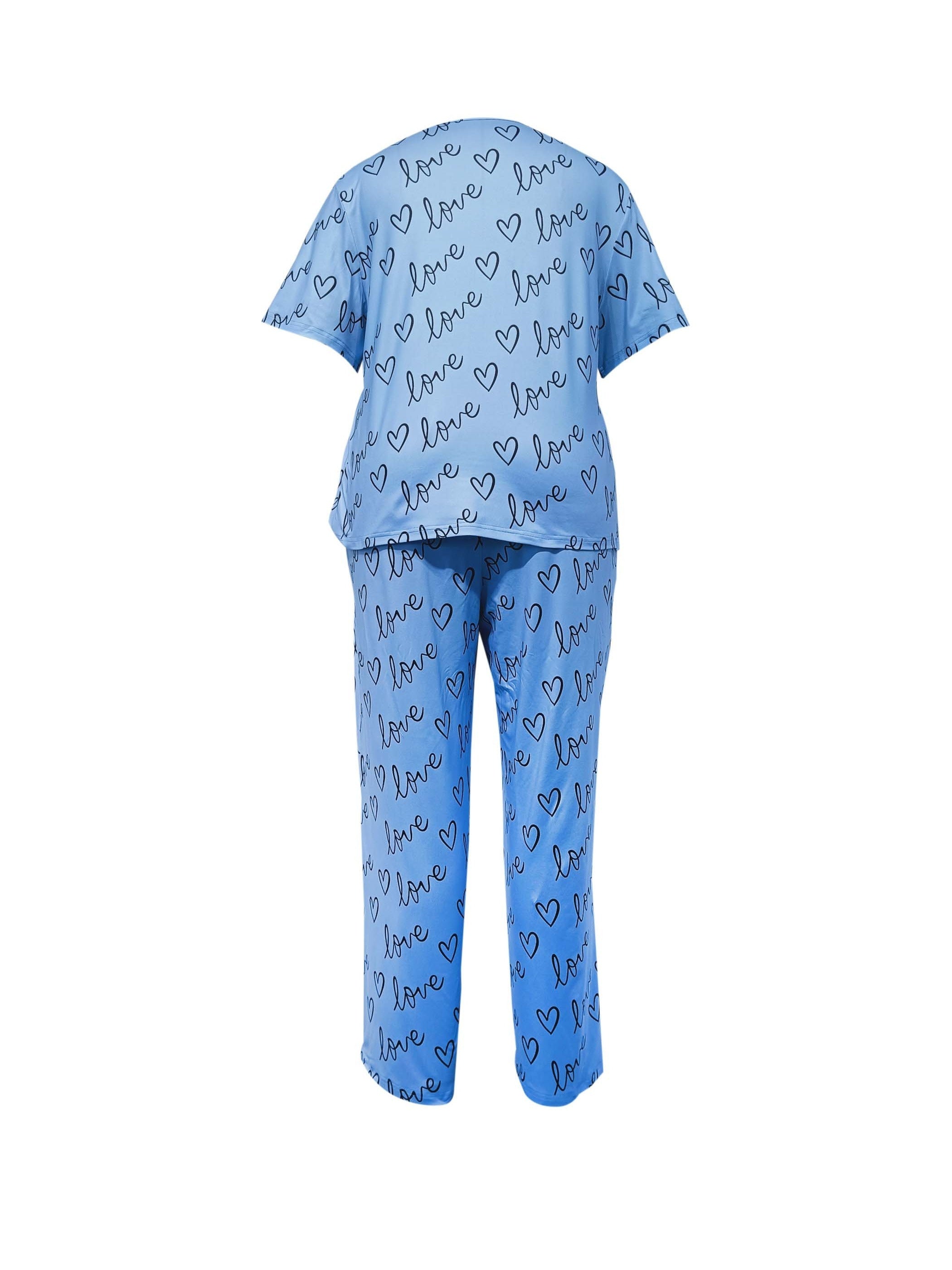 Heart & Letter Print Pajama Set