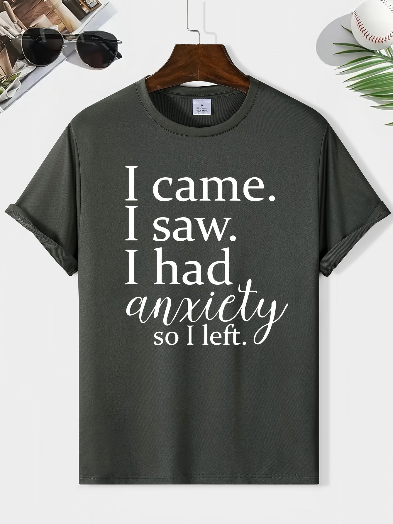 Men's Round Neck Print Tee Short Sleeve Casual T Shirt