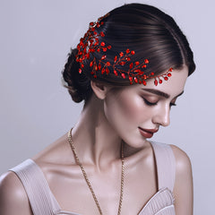 Vintage Bridal Headpiece Red Berry Hair Accessory for Weddings