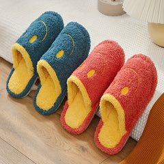 Cozy Smile Face Plush Slippers Warm & Fuzzy Shoes