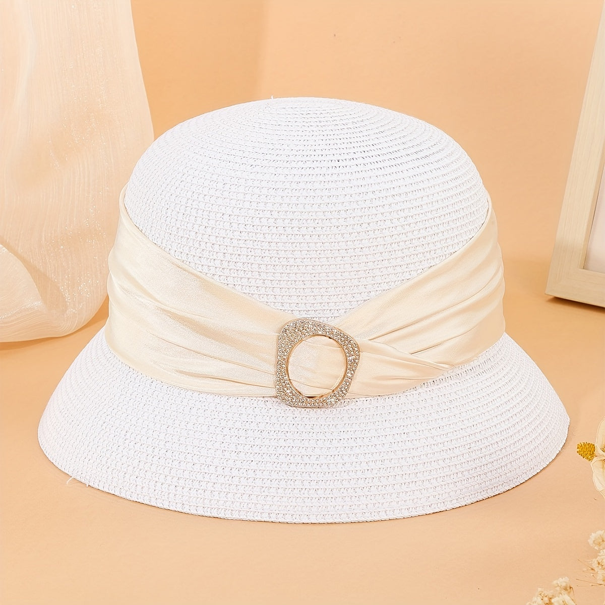 Ribbon Decor Straw Bucket Hat Sun Hat French Style Beach Hats For Women