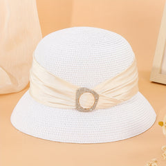 Ribbon Decor Straw Bucket Hat Sun Hat French Style Beach Hats For Women