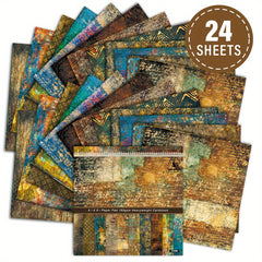 24pcs Vintage Scrapbook Paper Pad 15x15 cm DIY Crafts Decoupage