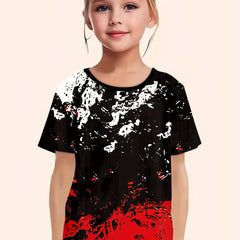 Pattern Graphic Crew Neck Tshirt for Girls